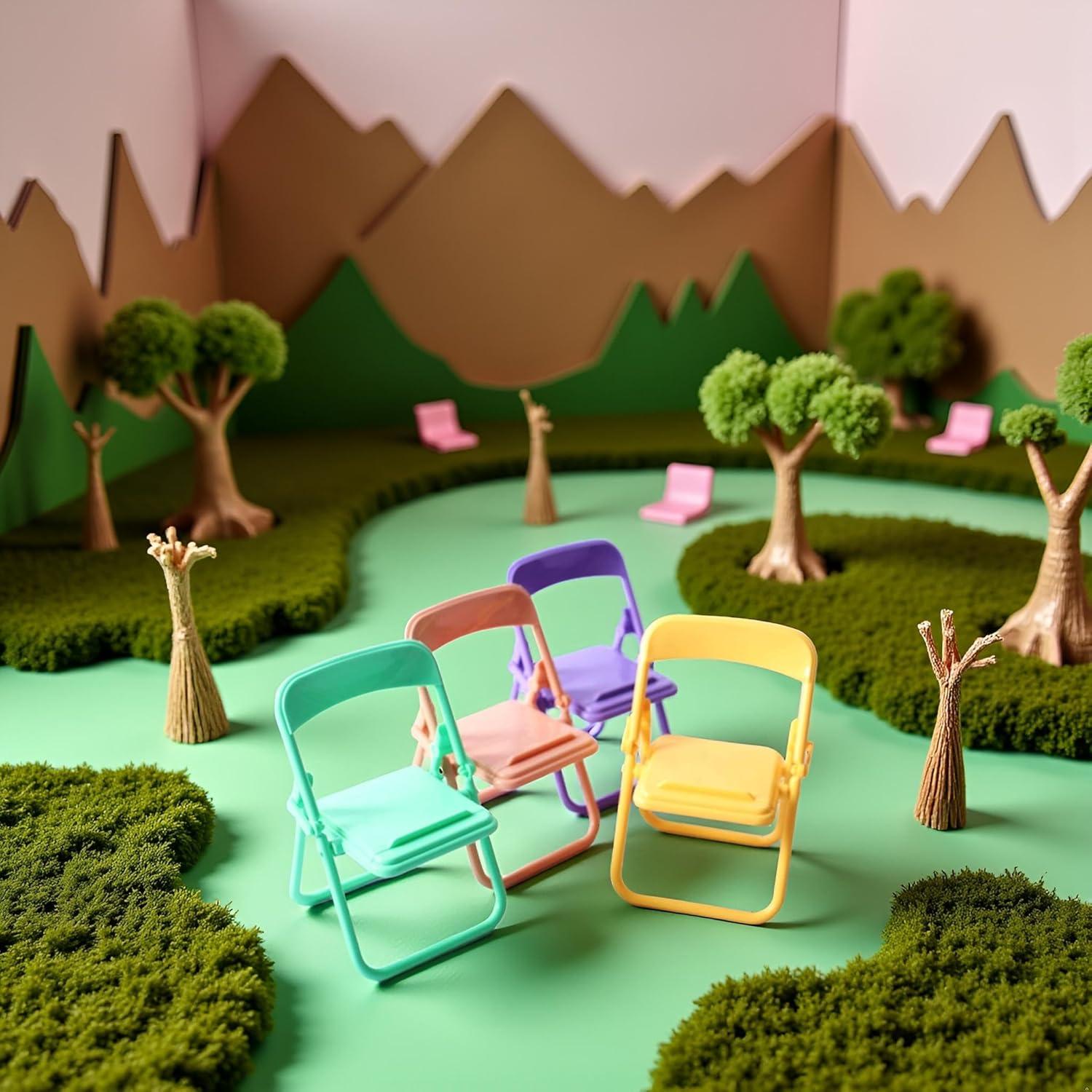 Juego de 5 Sillas Plegables Coloridas Miniatura 1/12 Labriciyon