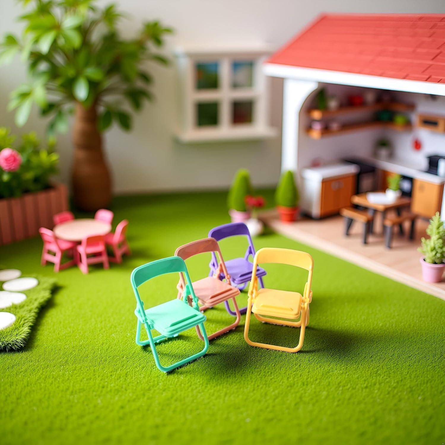Juego de 5 Sillas Plegables Coloridas Miniatura 1/12 Labriciyon