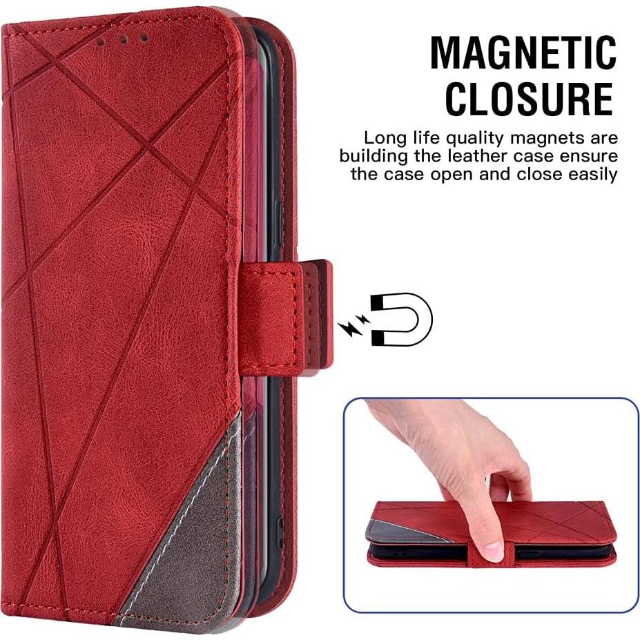 Funda de Cartera Asuwish para Xiaomi Redmi Note 10 Pro Rojo