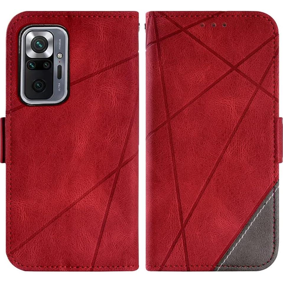 Funda de Cartera Asuwish para Xiaomi Redmi Note 10 Pro Rojo