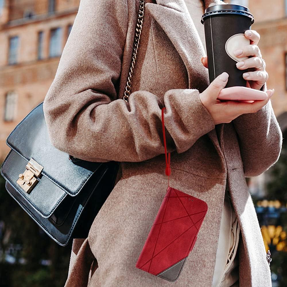 Funda de Cartera Asuwish para Xiaomi Redmi Note 10 Pro Rojo