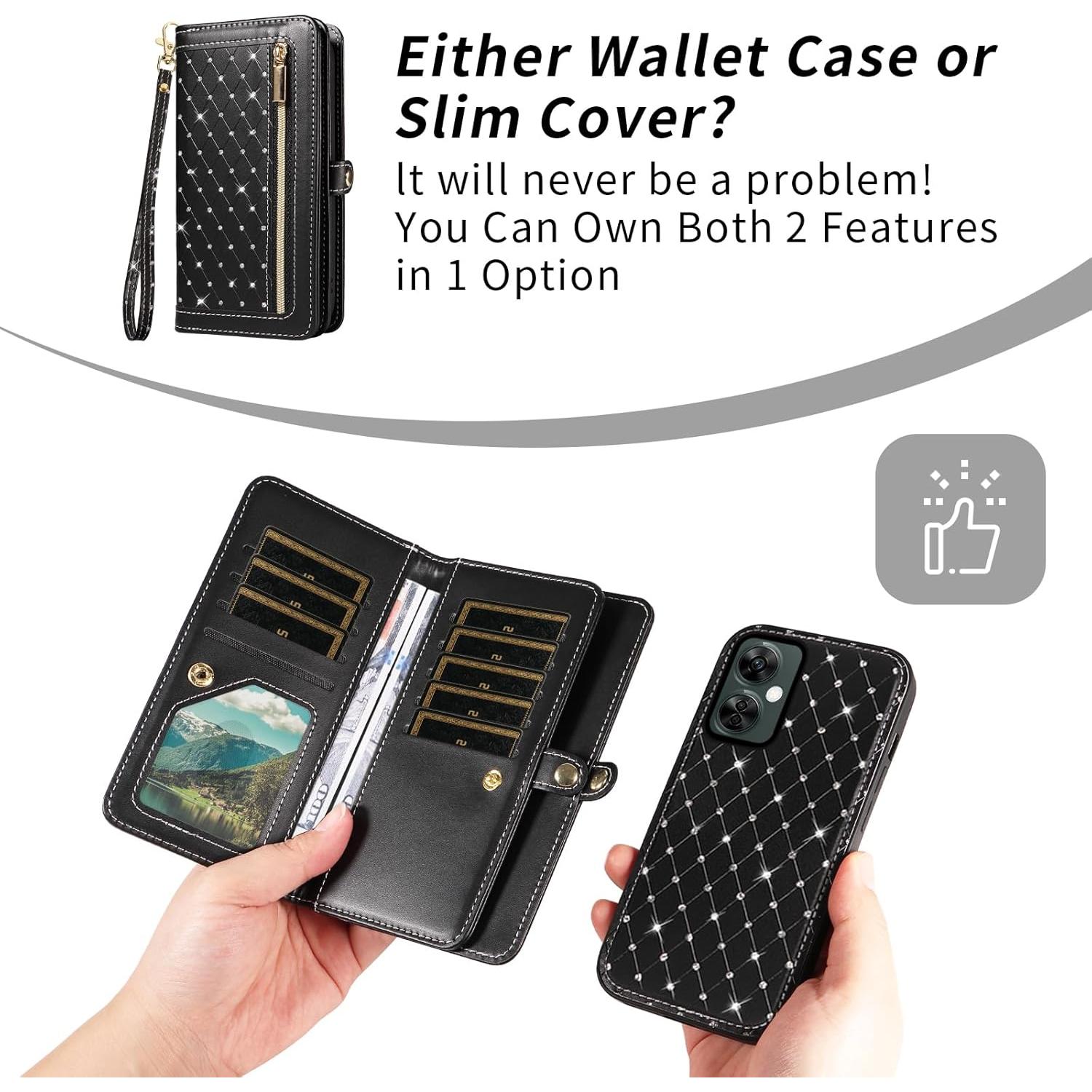 Funda Billetera Asuwish para OnePlus Nord N30/CE 3 Lite Negra