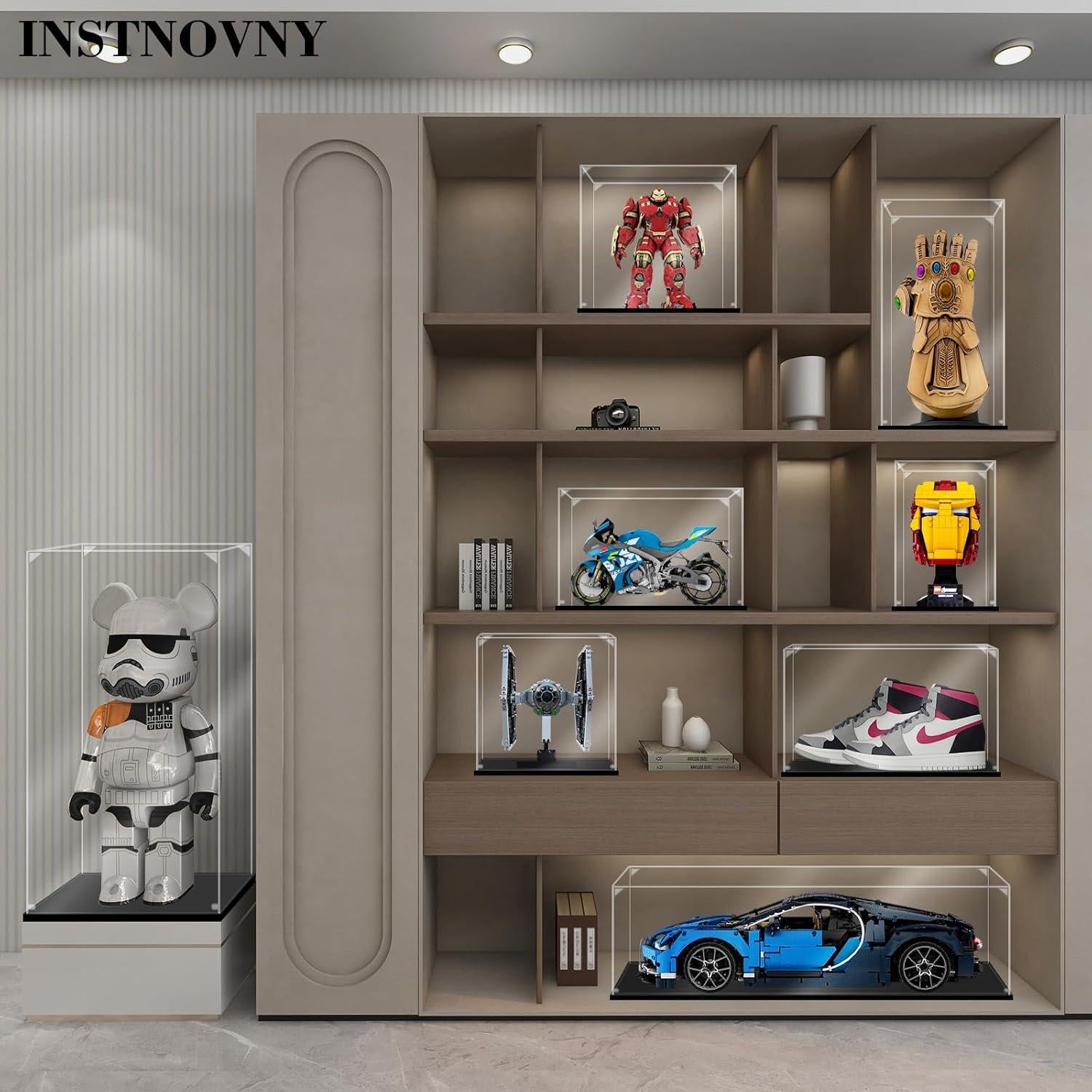 Caja de Exhibición Acrílica Instnovny 51x36x77 cm para Coleccionables