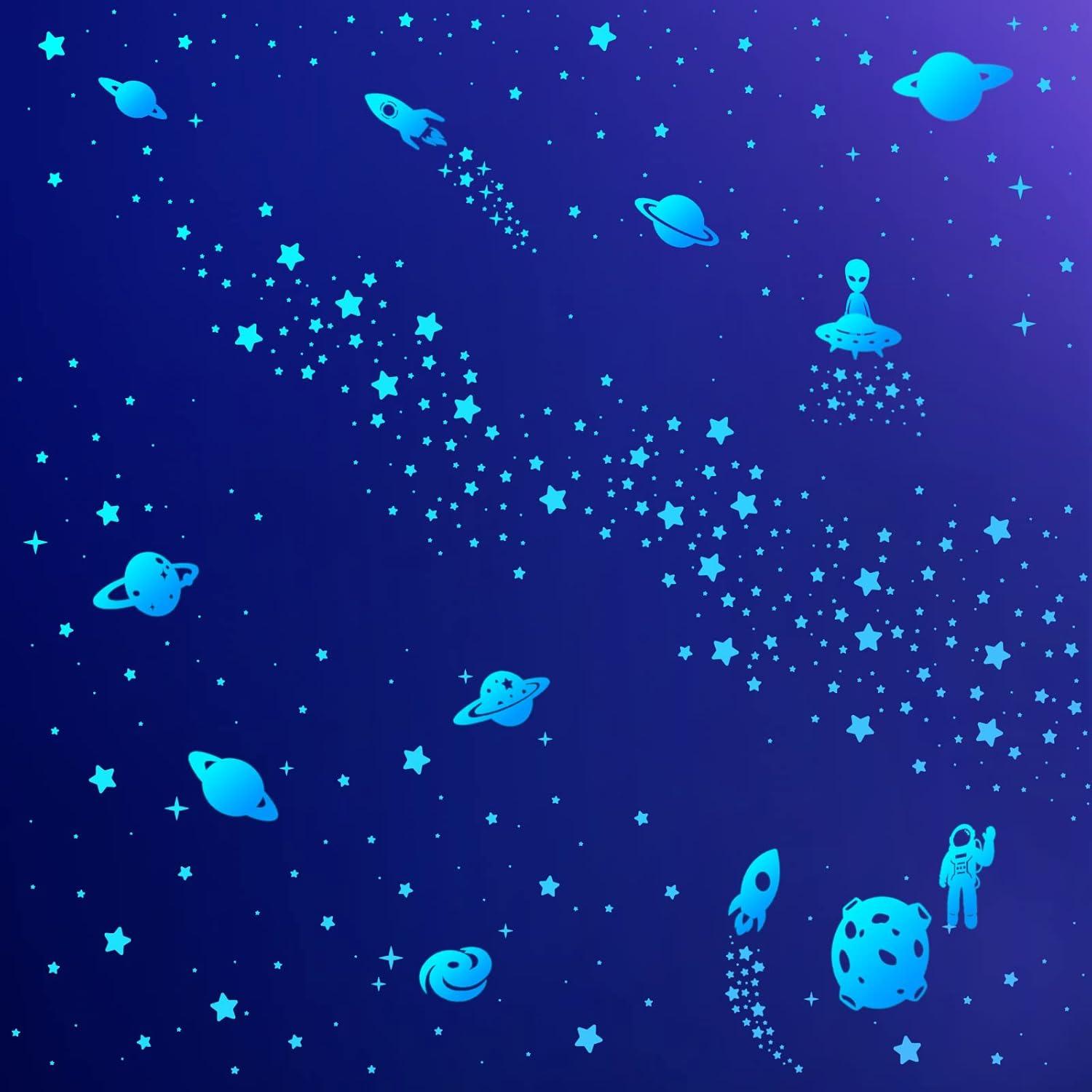 Calcomanías Brillantes HONEYJOY - Estrellas y Planetas 260 Pcs