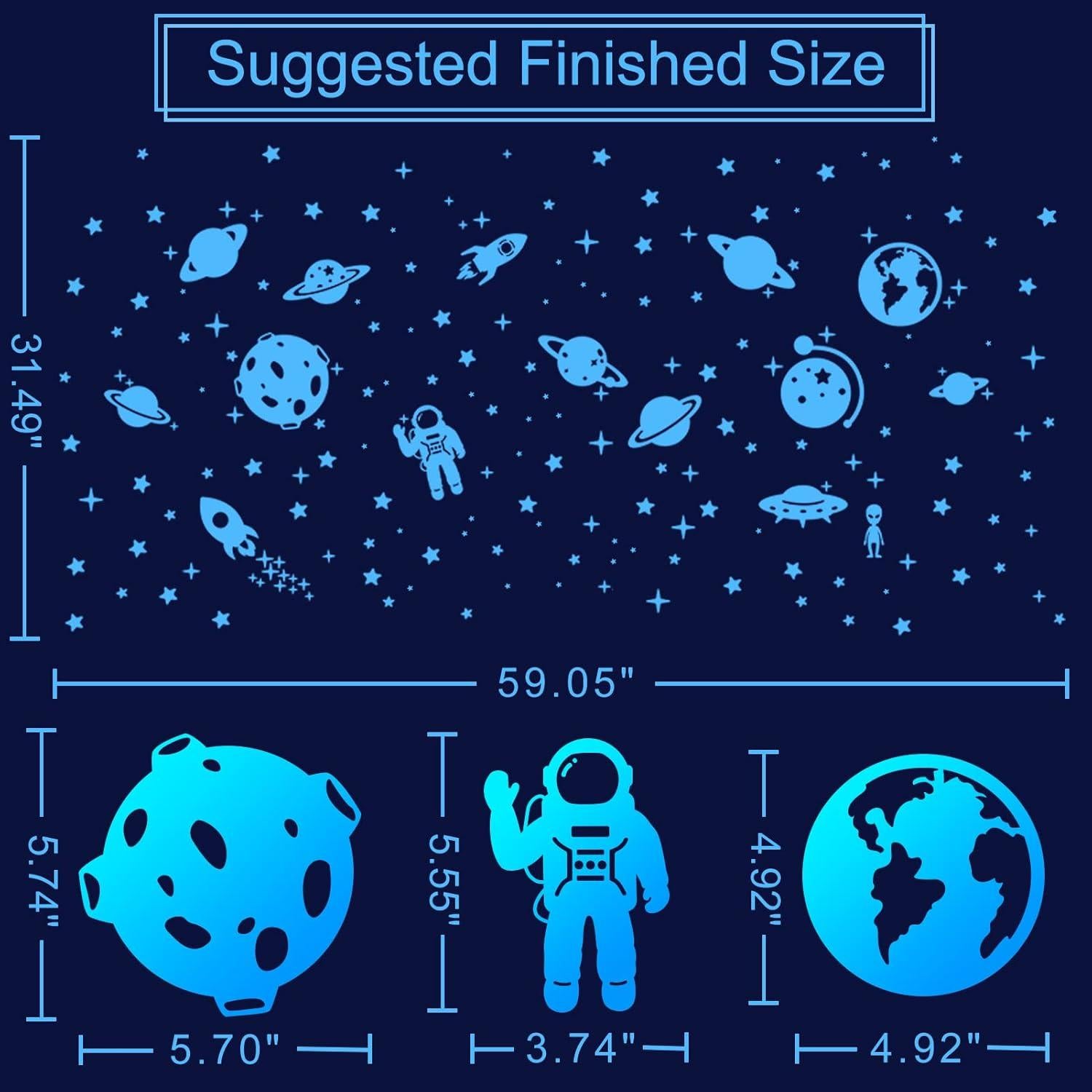 Calcomanías Brillantes HONEYJOY - Estrellas y Planetas 260 Pcs