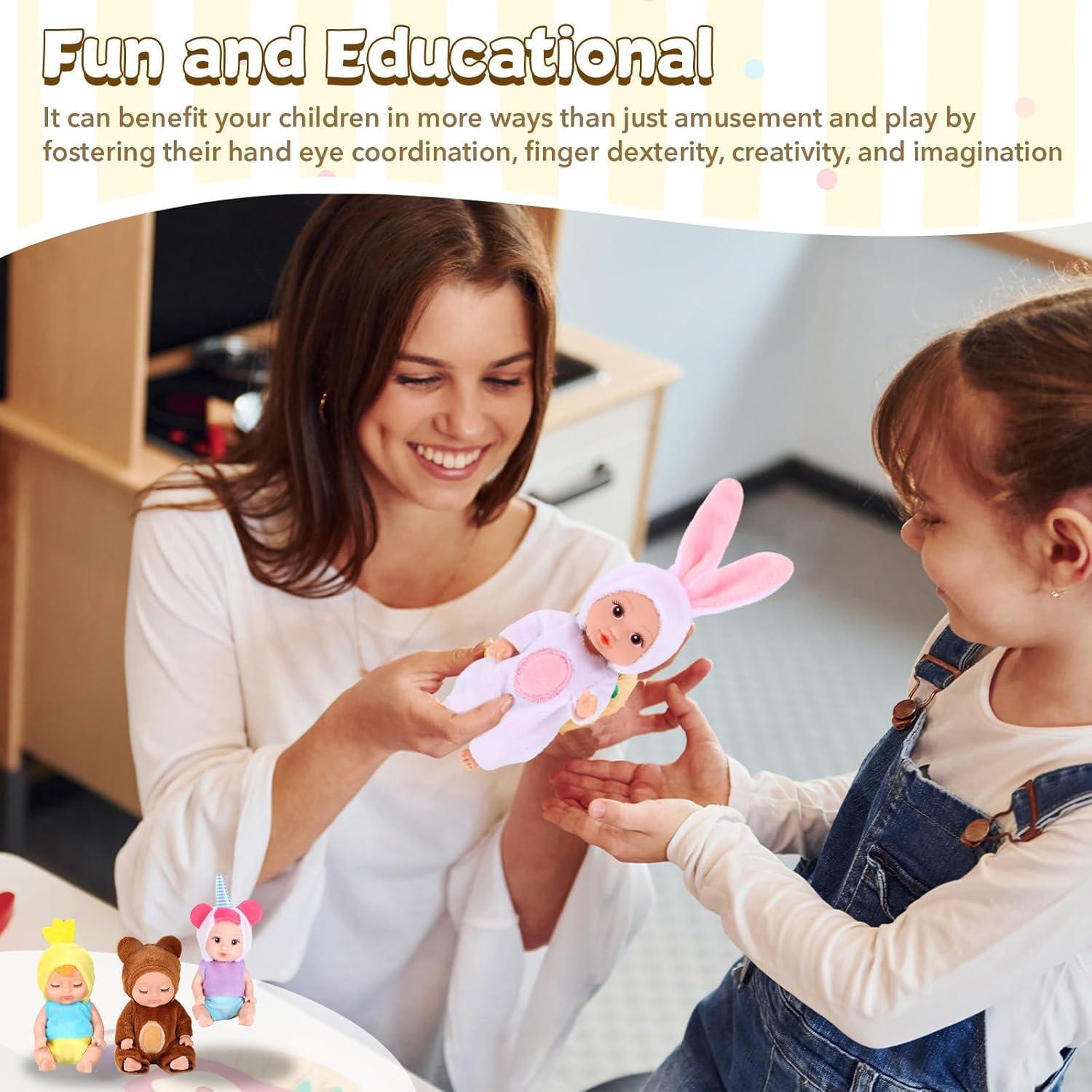 Juego de 10 Mini Muñecas Reborn 10 cm con Ropa de Animales