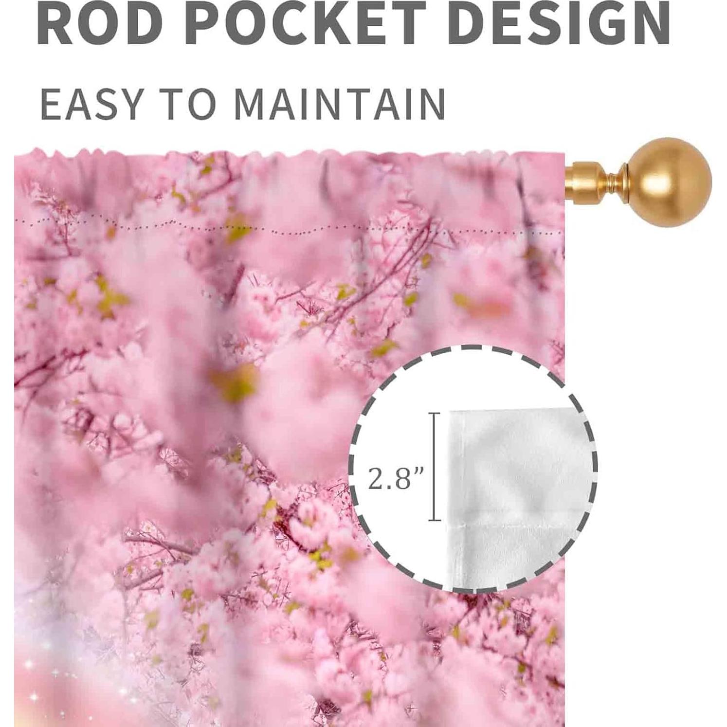 Cortinas de Princesa TKUYO 66x213cm Rosa Opacas para Niñas