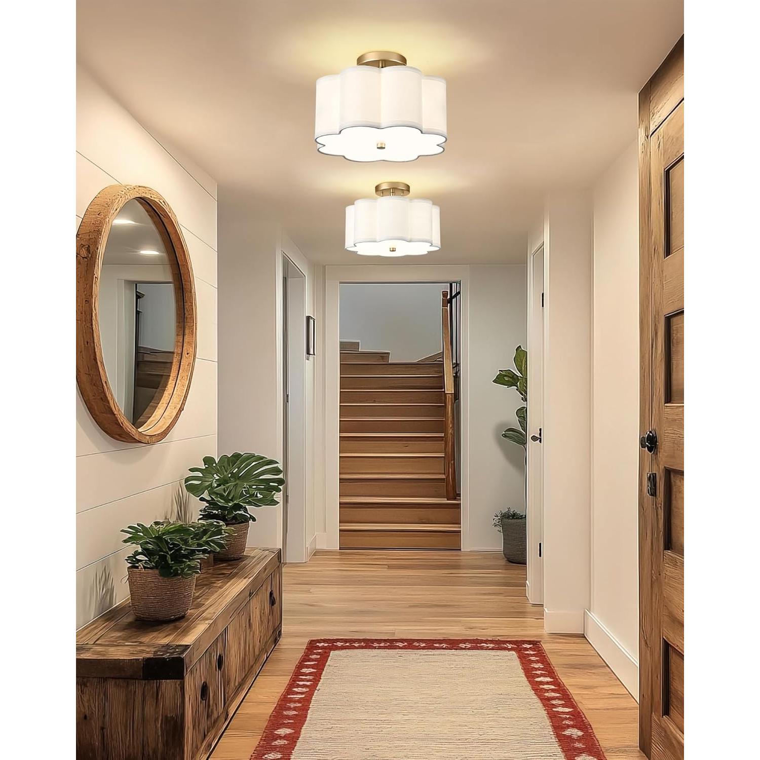 Luz de Techo Semi Flush Dorada Audickic 3-Luz 31.75 cm