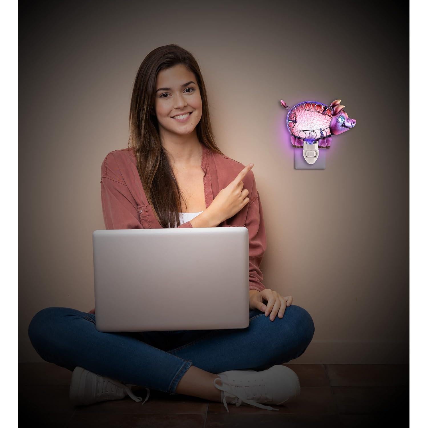 Luz Nocturna Cerdo Rosa Puzzled - Lámpara Decorativa Infantil