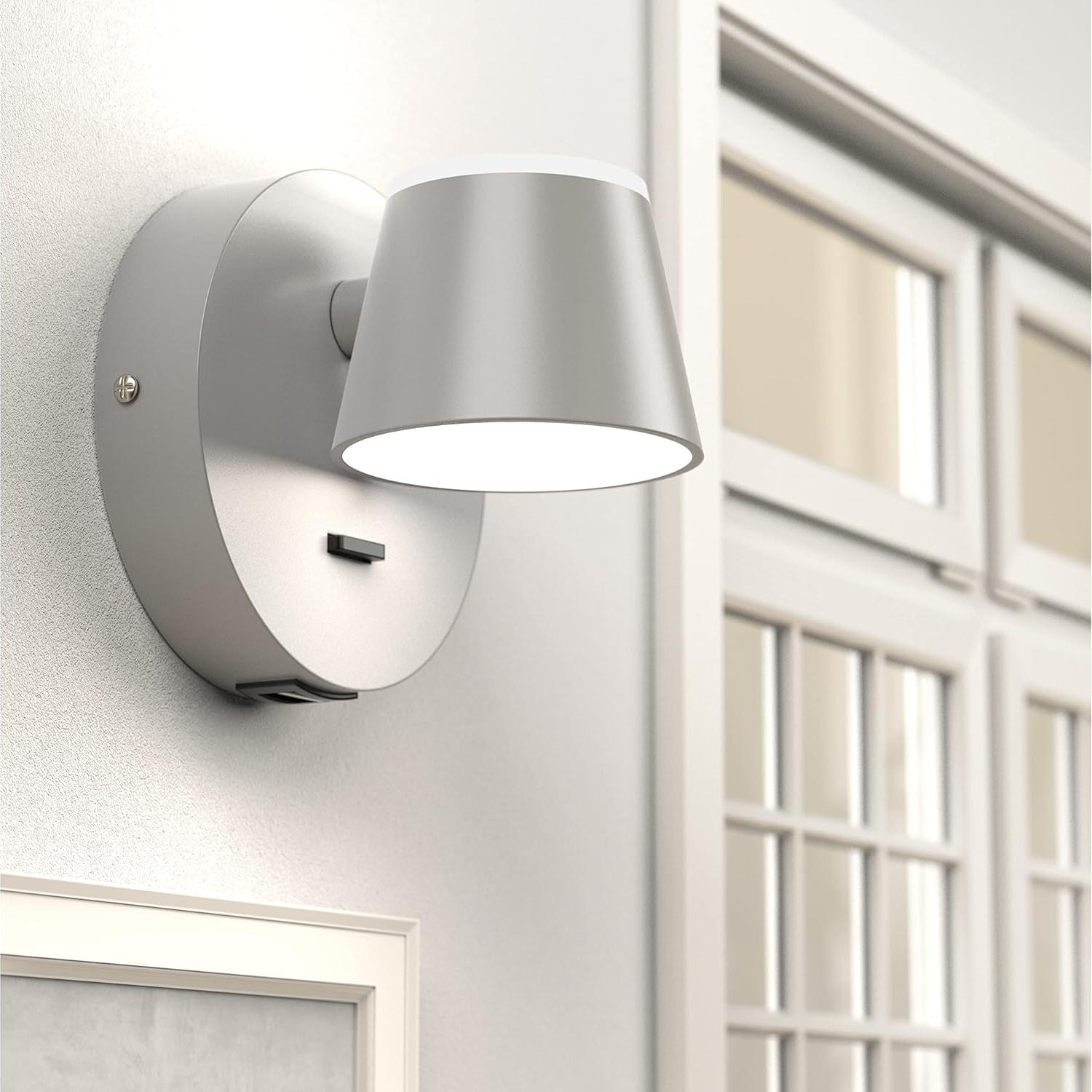 Aplique de pared LED URSOLA Gris con USB y rotación 350°