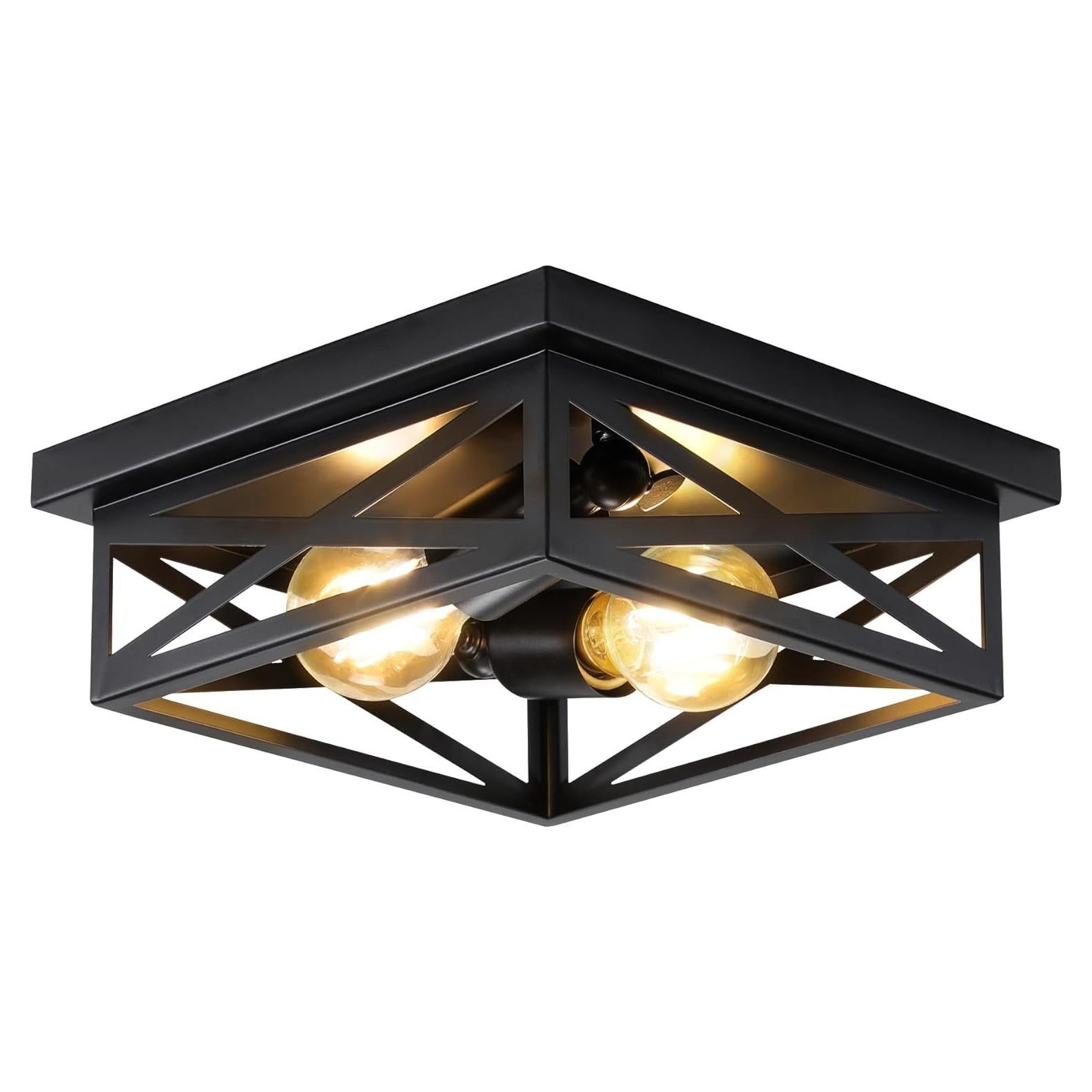 Luz de Techo Montada en Superficie DIKAIDA 2 Luces Negro