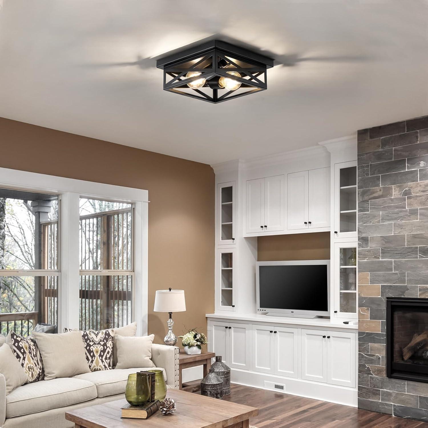 Luz de Techo Montada en Superficie DIKAIDA 2 Luces Negro