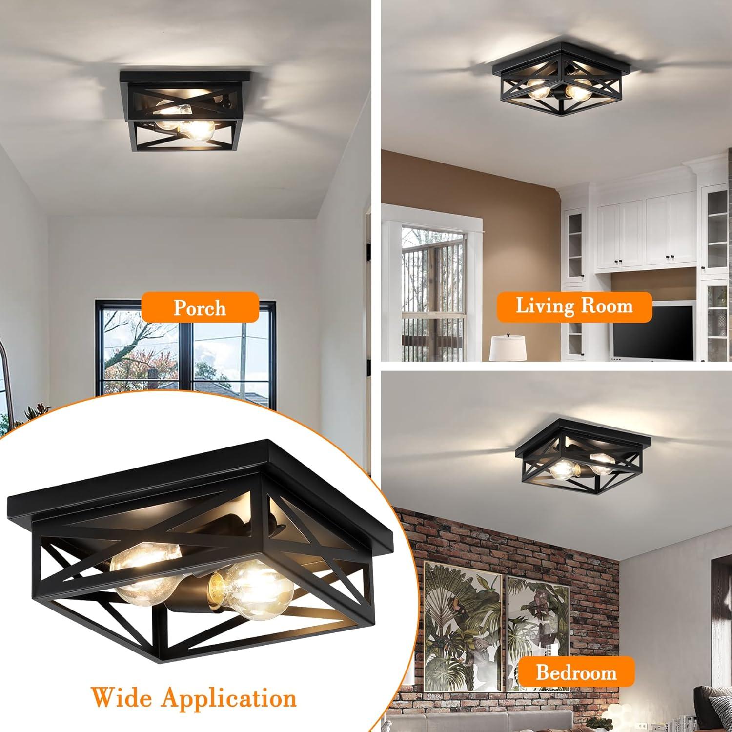 Luz de Techo Montada en Superficie DIKAIDA 2 Luces Negro