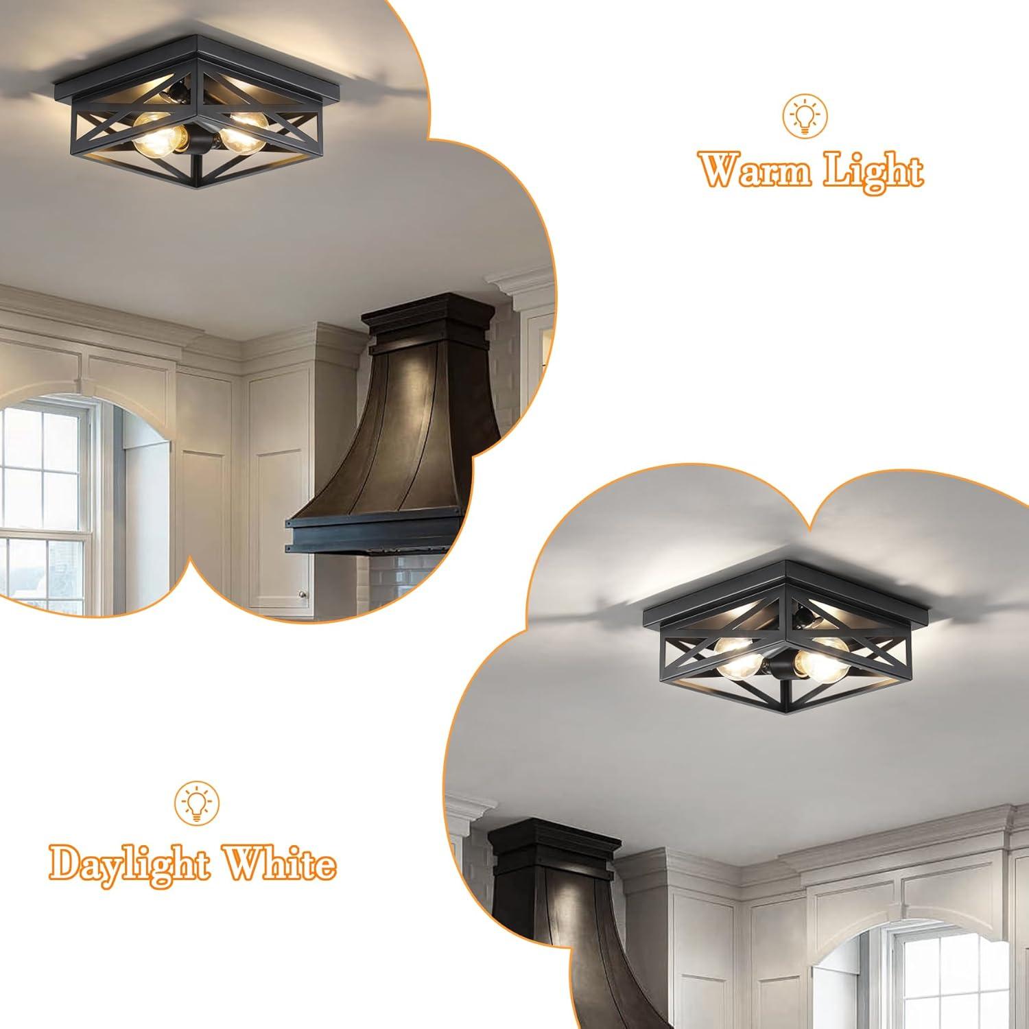 Luz de Techo Montada en Superficie DIKAIDA 2 Luces Negro