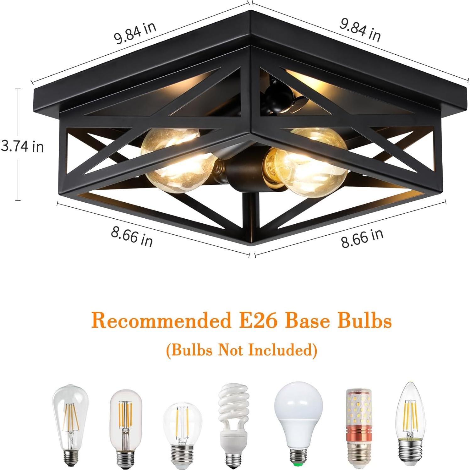 Luz de Techo Montada en Superficie DIKAIDA 2 Luces Negro