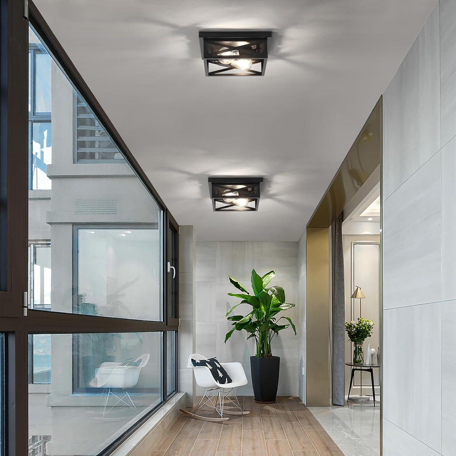 Luz de Techo Montada en Superficie DIKAIDA 2 Luces Negro