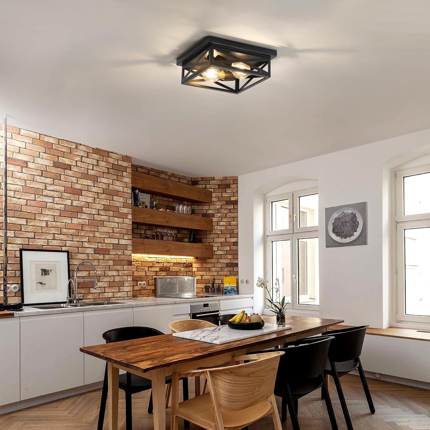 Luz de Techo Montada en Superficie DIKAIDA 2 Luces Negro