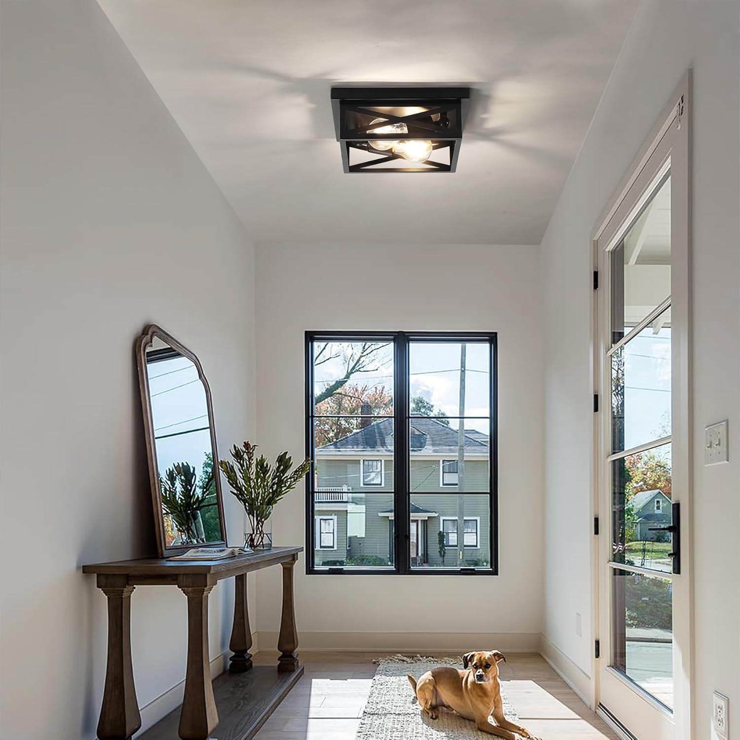 Luz de Techo Montada en Superficie DIKAIDA 2 Luces Negro