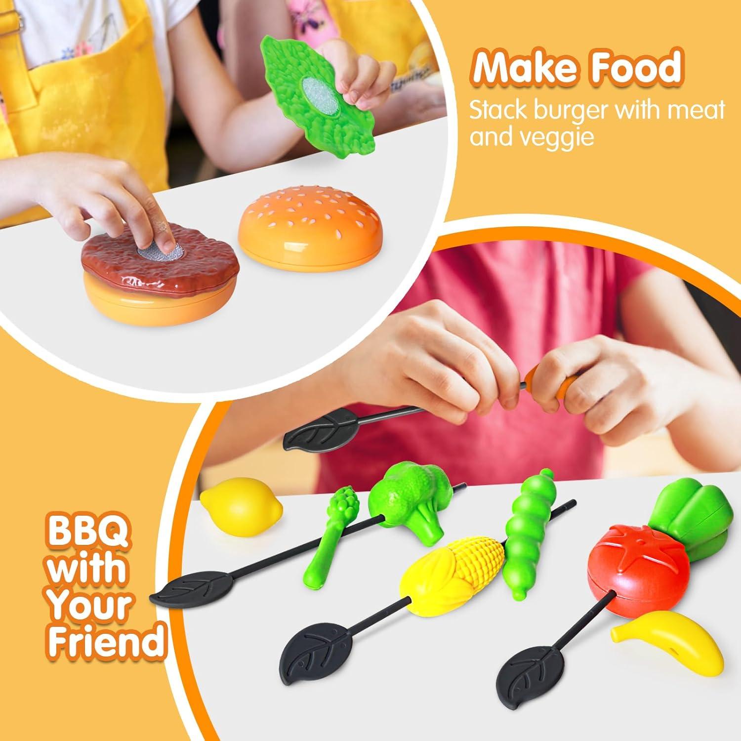 Juego de Parrilla BBQ para Niños Yalujumb 79PCS con Luz y Sonido