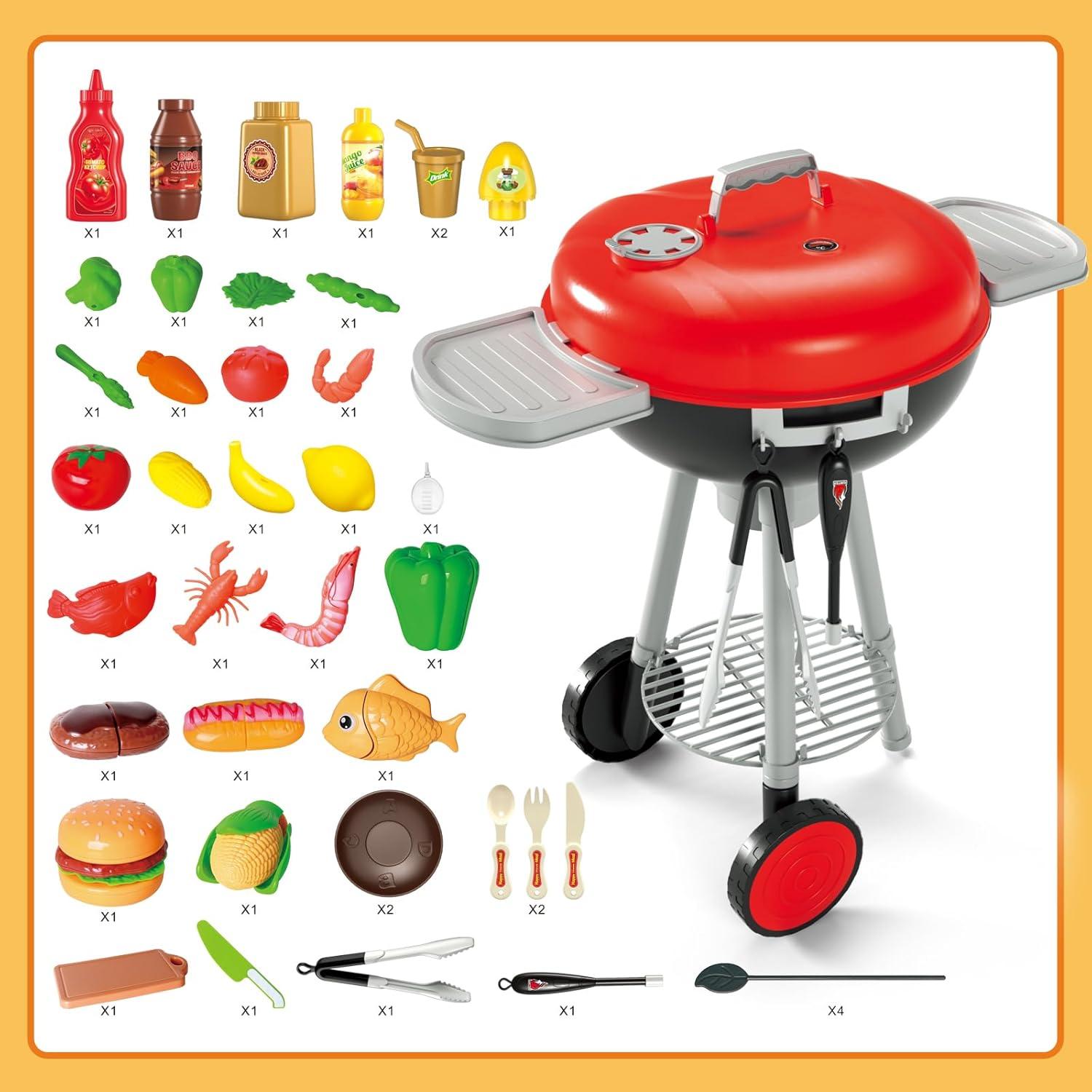 Juego de Parrilla BBQ para Niños Yalujumb 79PCS con Luz y Sonido