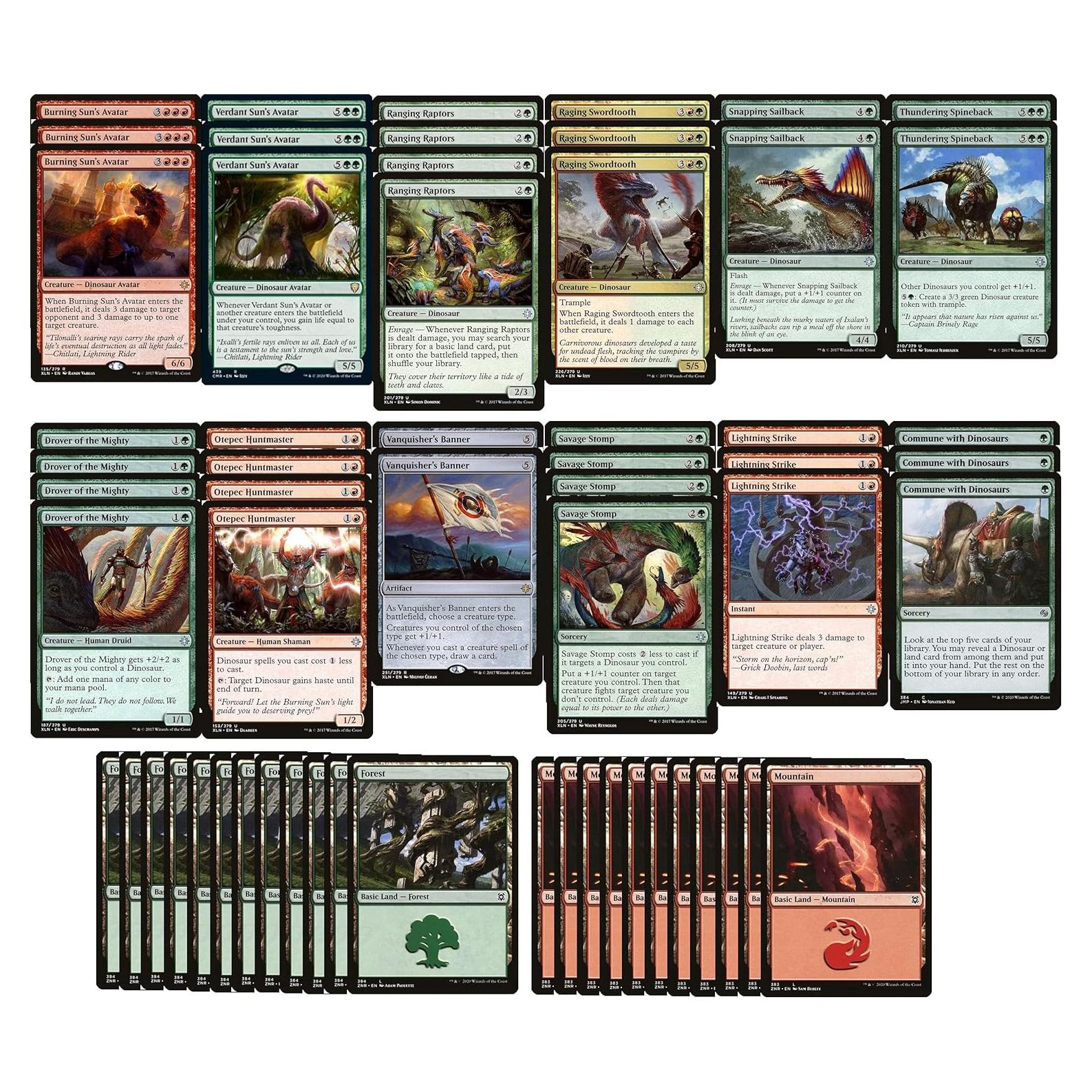 Baraja de Dinosaurios Enfurecidos Roja Verde MTG - 60 Cartas