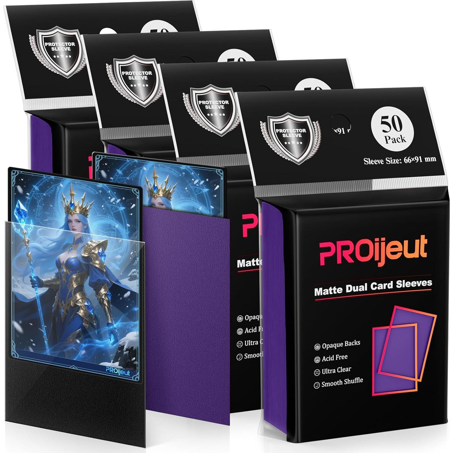 Fundas para Cartas Proijeut 200 Unidades 66x91mm Púrpura Mate