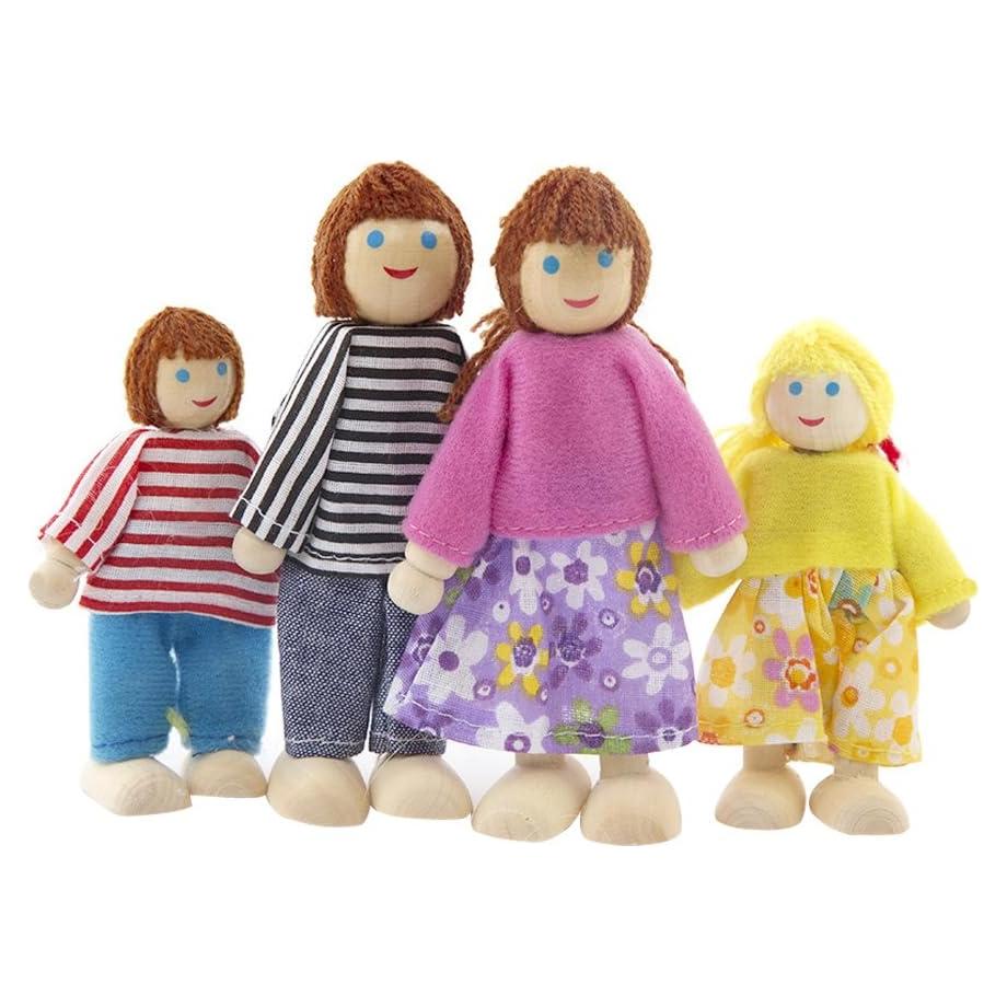 Juego de muñecas de madera Kunhe - 4 piezas familia feliz