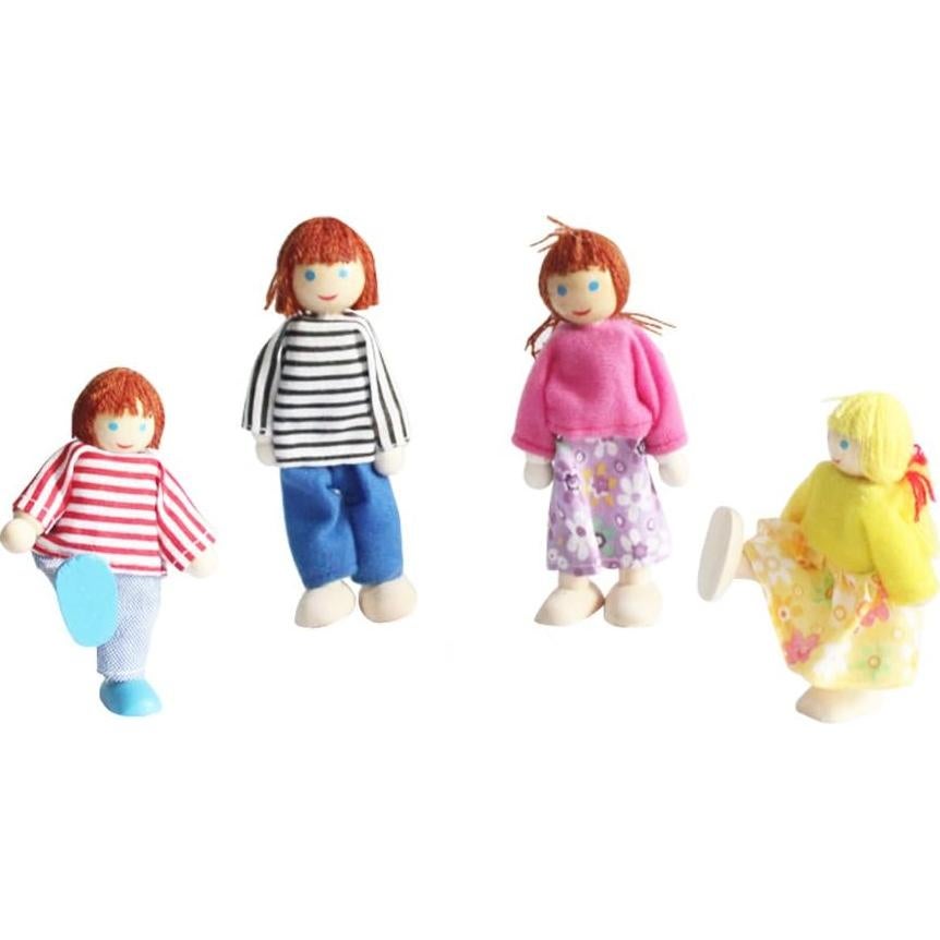 Juego de muñecas de madera Kunhe - 4 piezas familia feliz