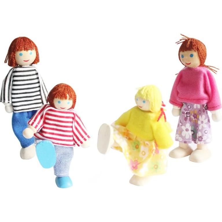 Juego de muñecas de madera Kunhe - 4 piezas familia feliz
