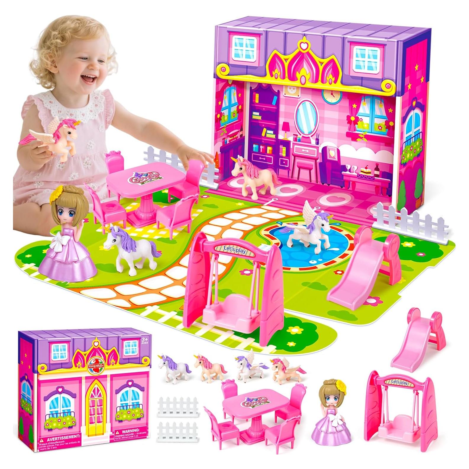 Casa de Muñecas Plegable Rosa Tcvents 17.78x15.24 cm 3+ años