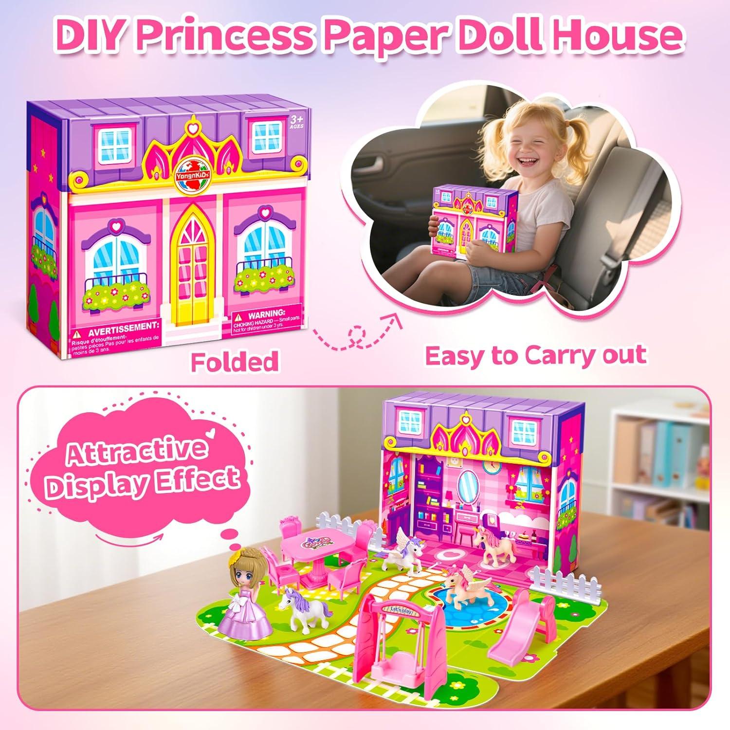 Casa de Muñecas Plegable Rosa Tcvents 17.78x15.24 cm 3+ años