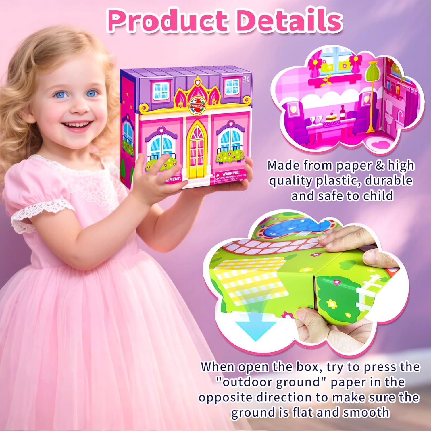 Casa de Muñecas Plegable Rosa Tcvents 17.78x15.24 cm 3+ años