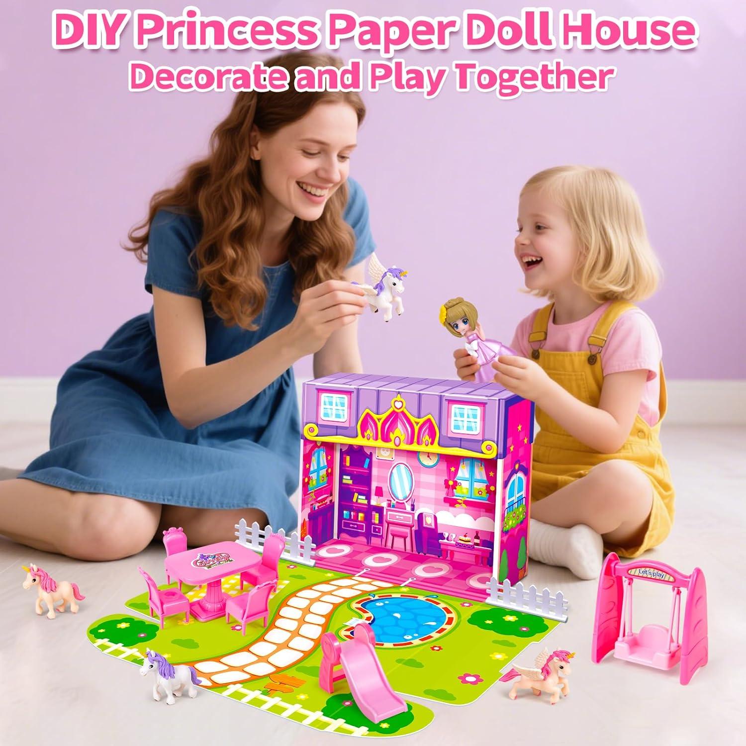 Casa de Muñecas Plegable Rosa Tcvents 17.78x15.24 cm 3+ años