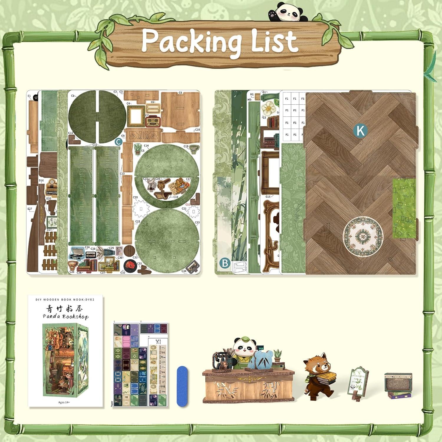 Kit de Rincón de Libros DIY Cutefun - Librería Panda 3D