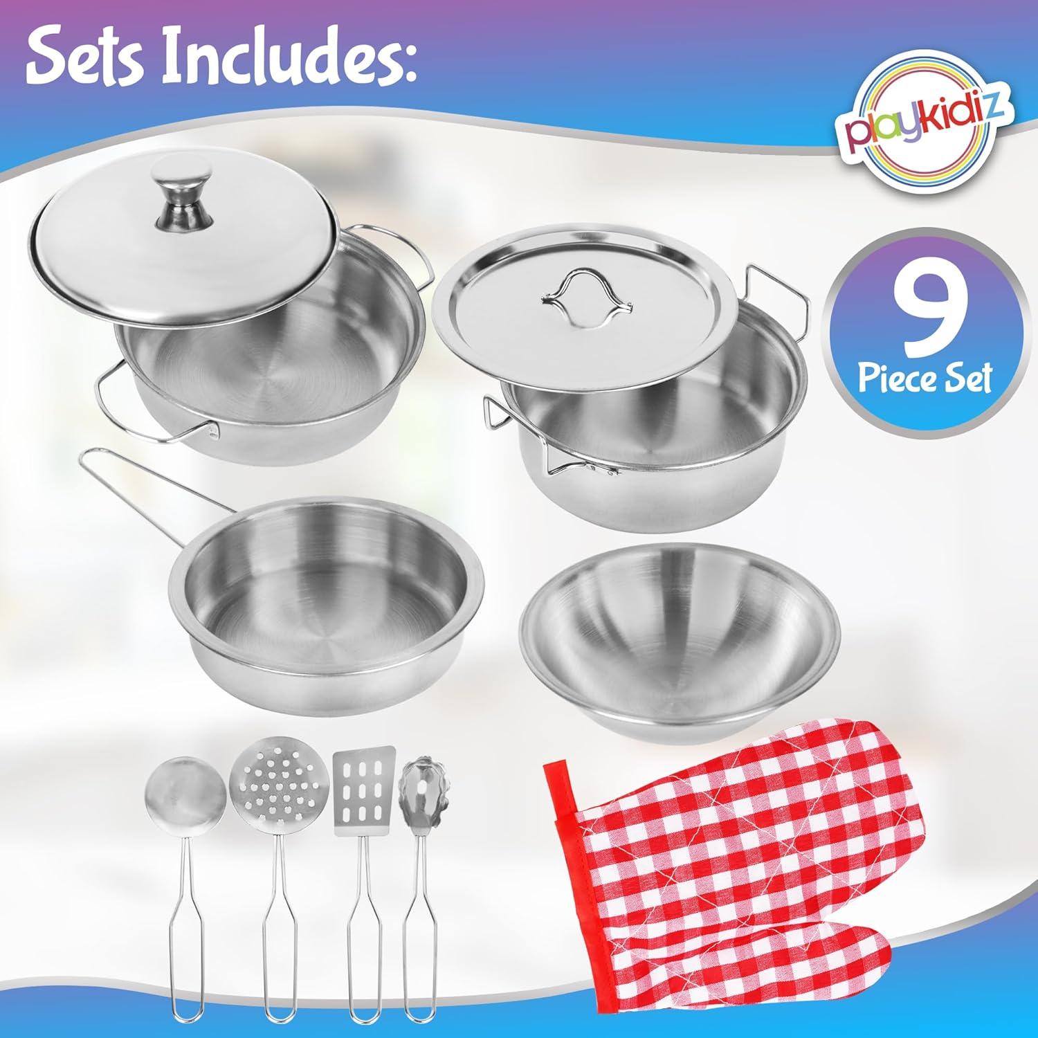 Juego de Ollas y Utensilios de Cocina Playkidz 9 Piezas