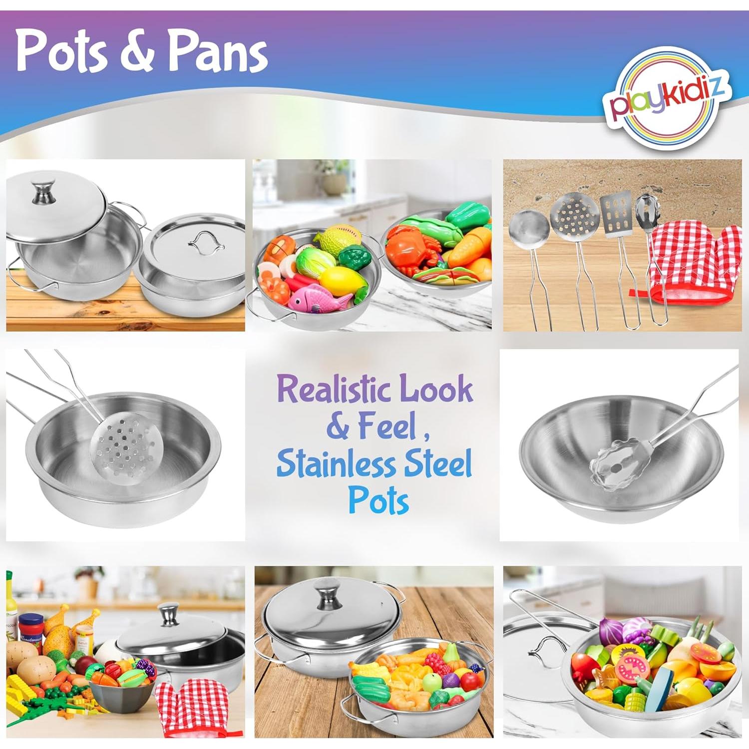 Juego de Ollas y Utensilios de Cocina Playkidz 9 Piezas