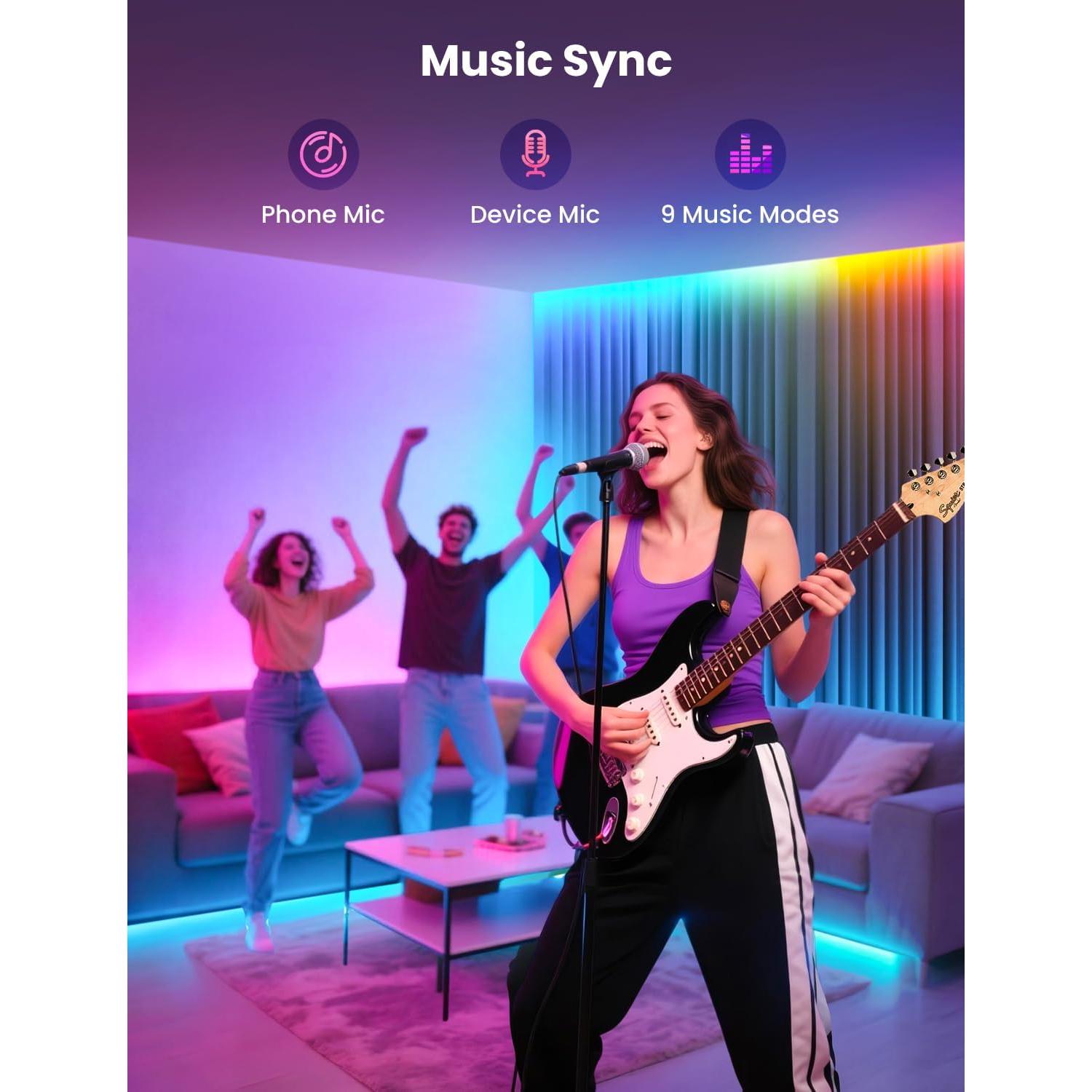 Tira LED RGB+IC 31.7m YULINKCO, Control APP Bluetooth, 44 Modos