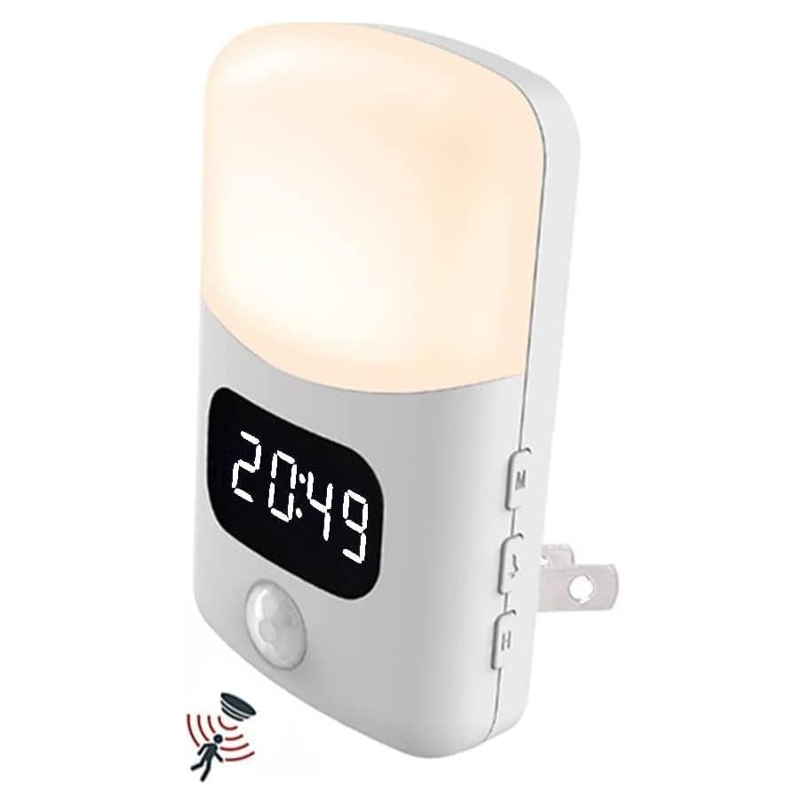 Luz Nocturna LED AMZStone con Sensor y Reloj 4000K