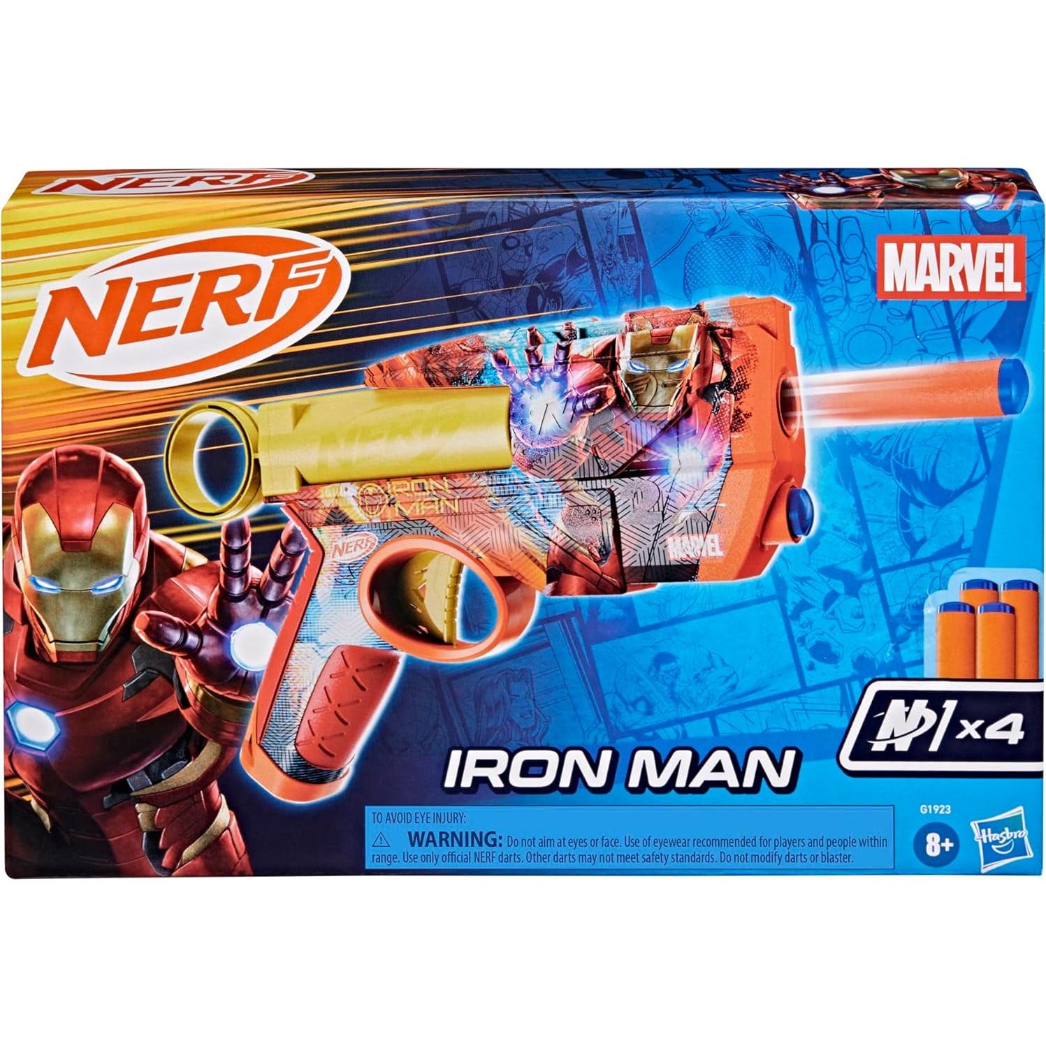 Blaster Nerf Marvel Iron Man con 4 Dardos N1 - Juguete 8+