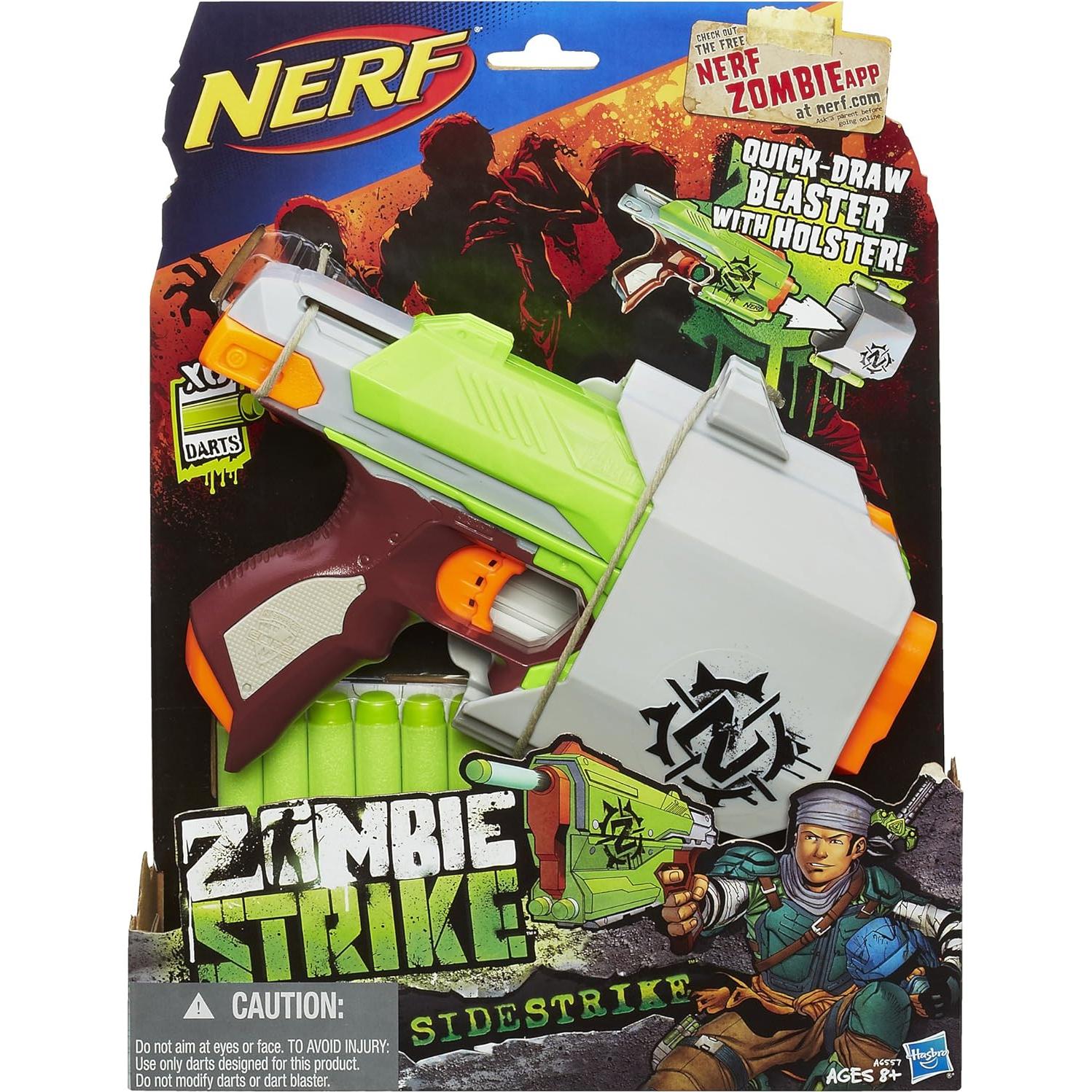 Blaster Nerf Zombie Strike Sidestrike con Funda y 4 Dardos