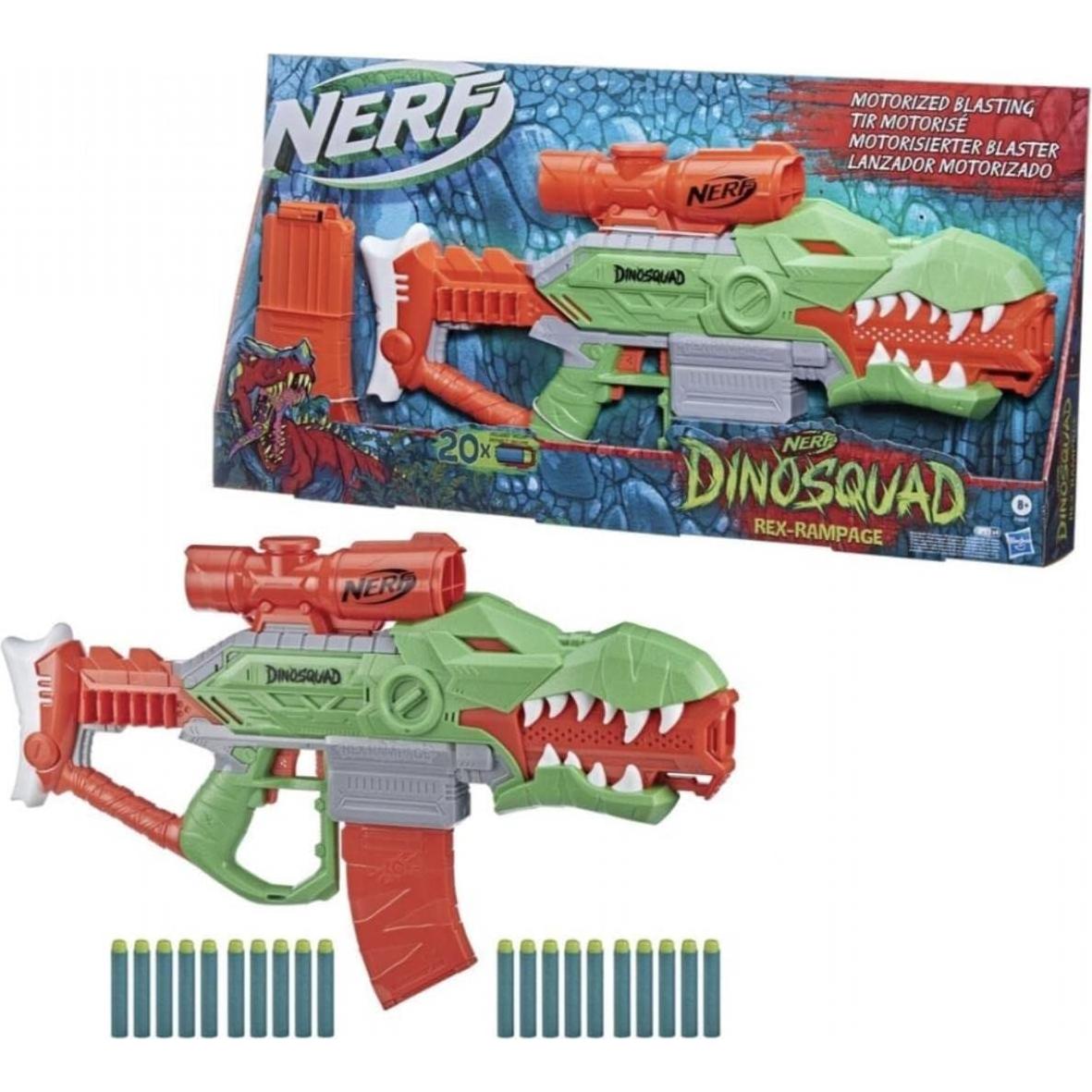 Blaster Nerf DinoSquad Rex-Rampage Motorizado 20 Dardos