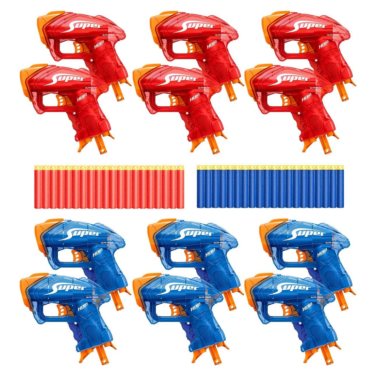 Juego de Armas Pequeñas Pandahero con 12 Mini Pistolas y 40 Dardos