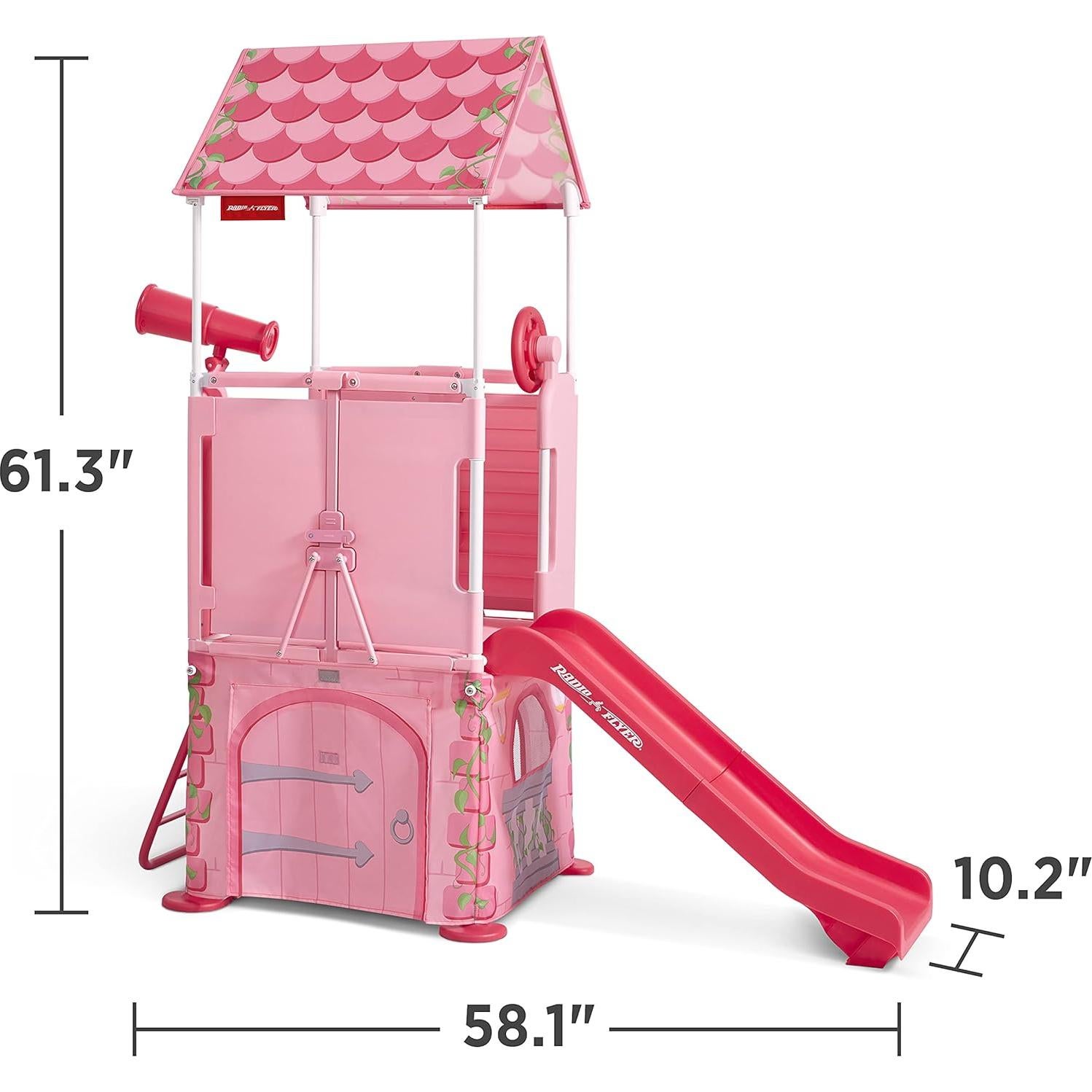 Castillo de Princesa Plegable Radio Flyer con Tobogán 147.6x62.7cm