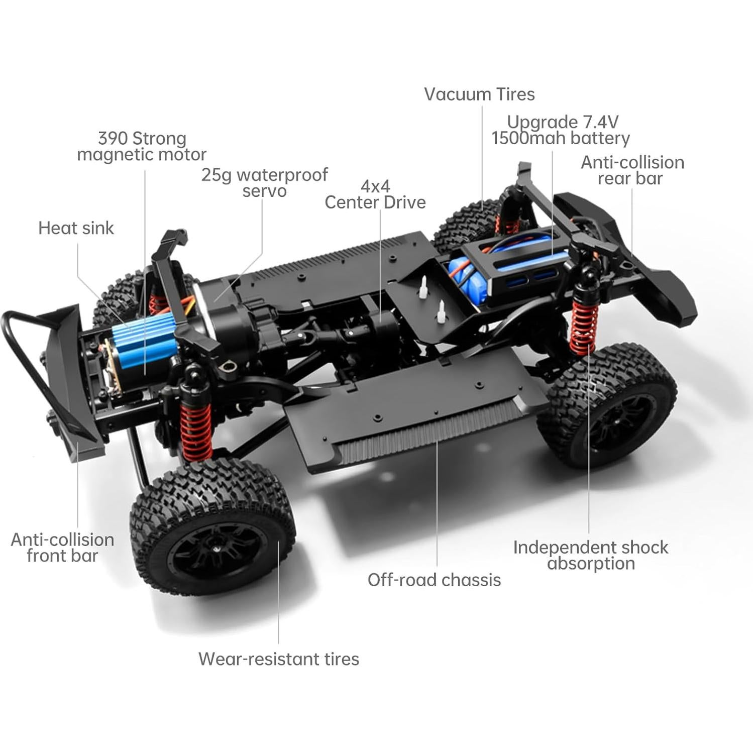 Jeep RC Crawler 4WD LEOSO MN128 con 3 Baterías 1500mAh