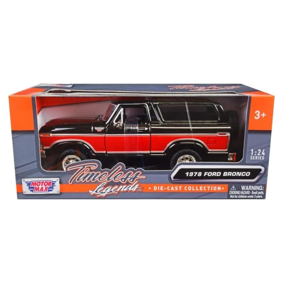 Coche Diecast Motormax 1978 Ford Bronco Ranger XLT Negro/Rojo