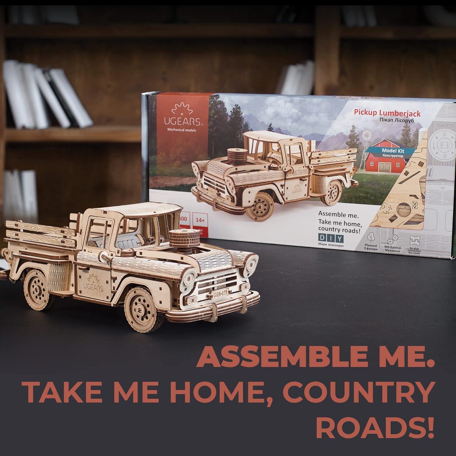 Puzzle 3D de Madera UGEARS Pickup Leñador Chevrolet 3100 - 460 Pcs