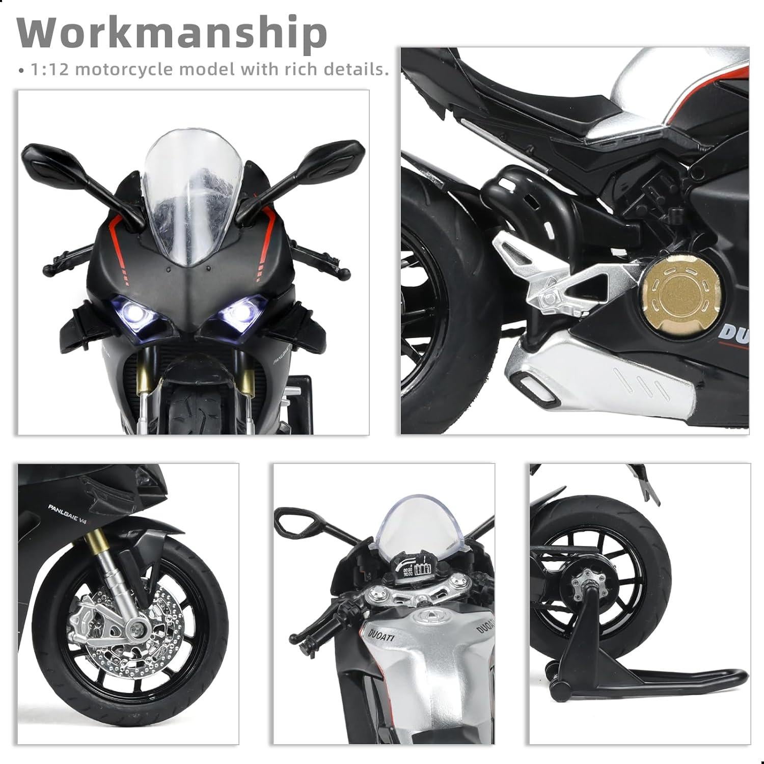 Motocicleta a Escala 1:12 Ducati V4S Risopen con Sonido y Luz