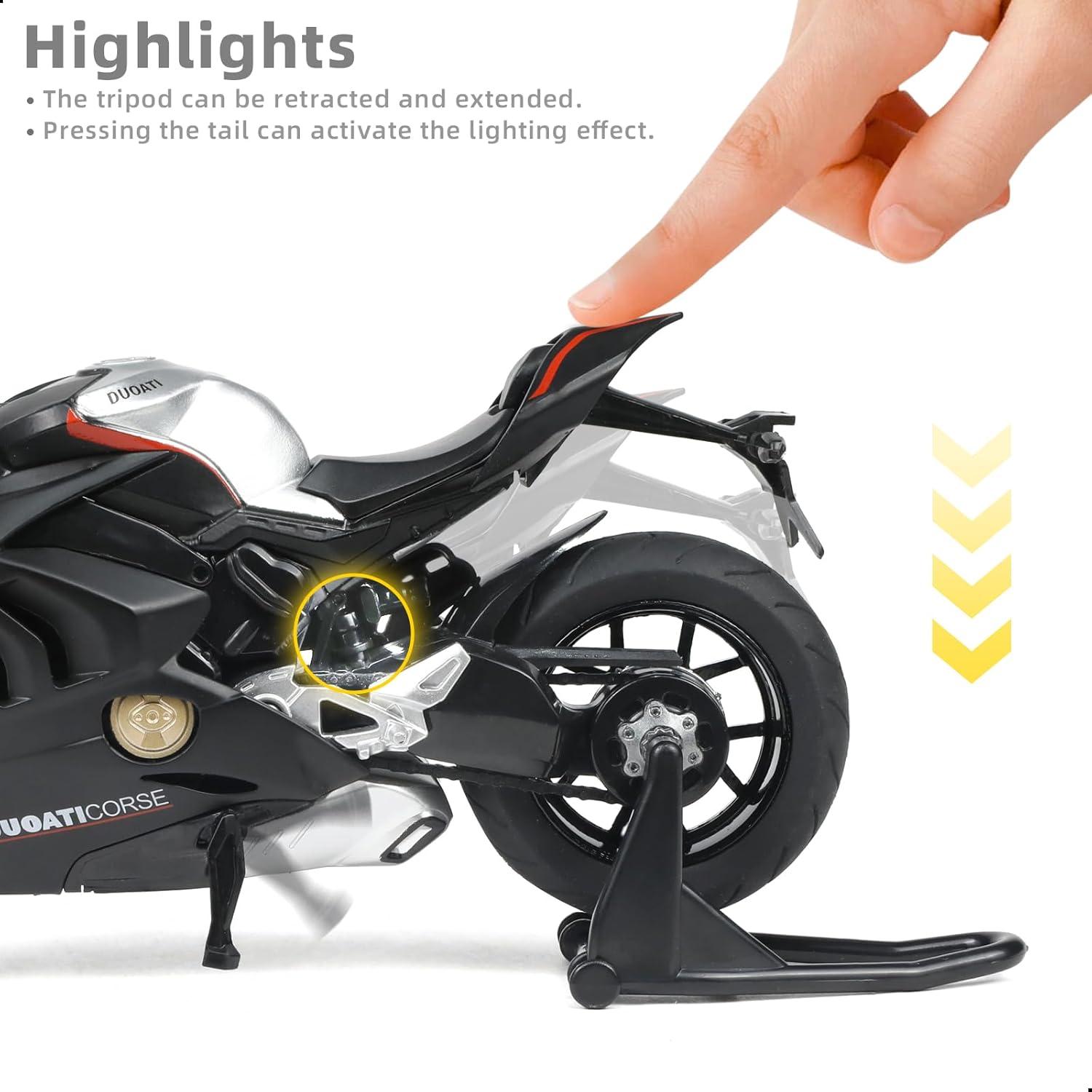 Motocicleta a Escala 1:12 Ducati V4S Risopen con Sonido y Luz