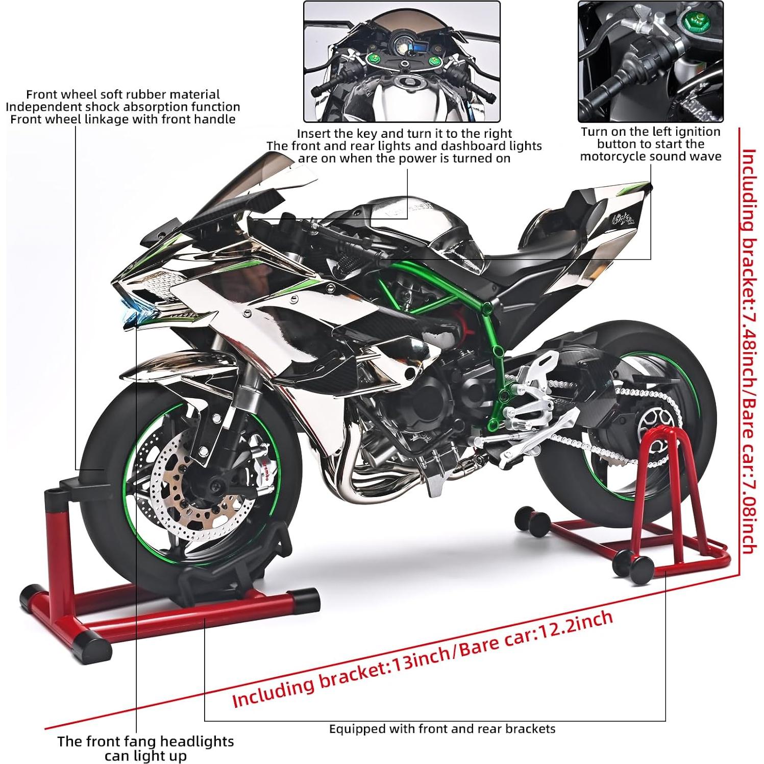 Modelo Die Cast Kawasaki H2R 1:6 Plata - RZAPE