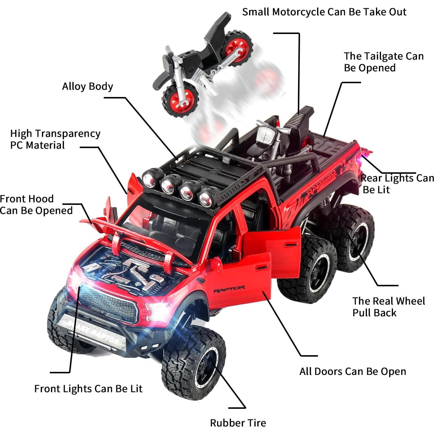 Camión de Juguete Pickup UXRPTU 1:24 Metal con Luz y Sonido